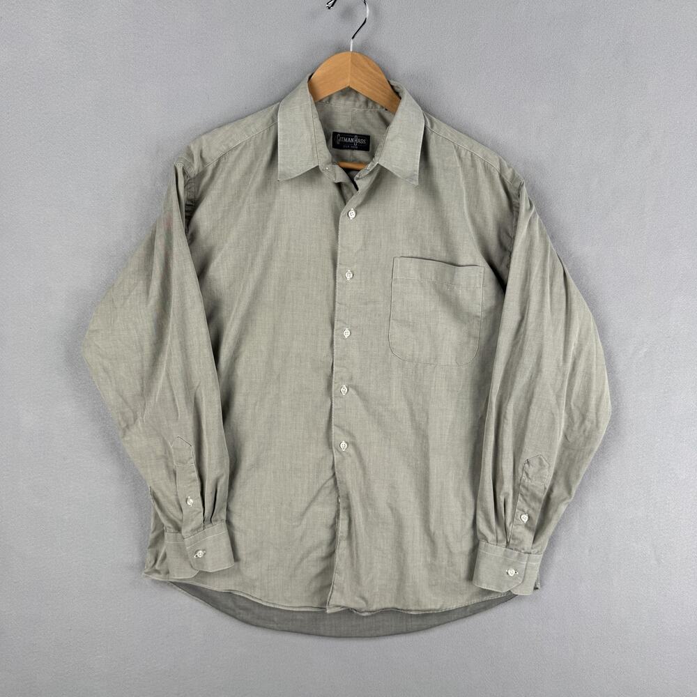 Gitman Bros Shirt Mens 16 34 Gray Cotton Dress Button Down Long Sleeve Twill